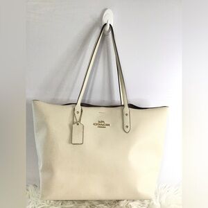 Coach Chalk Ivory Signature Interior Town Tote F76637